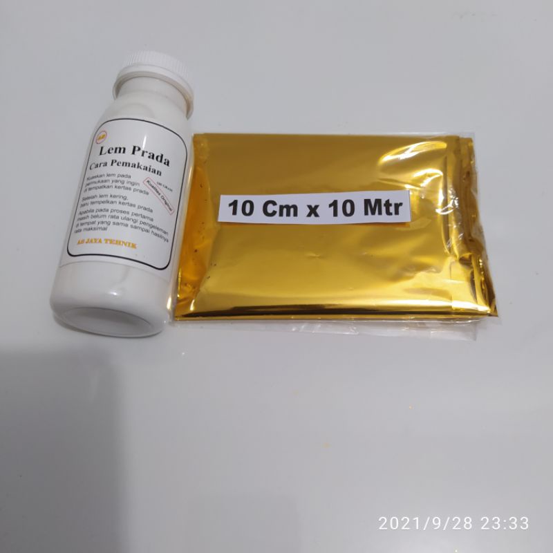 

Prada emas 10cmx 10 mtr + adhesive 100 grm