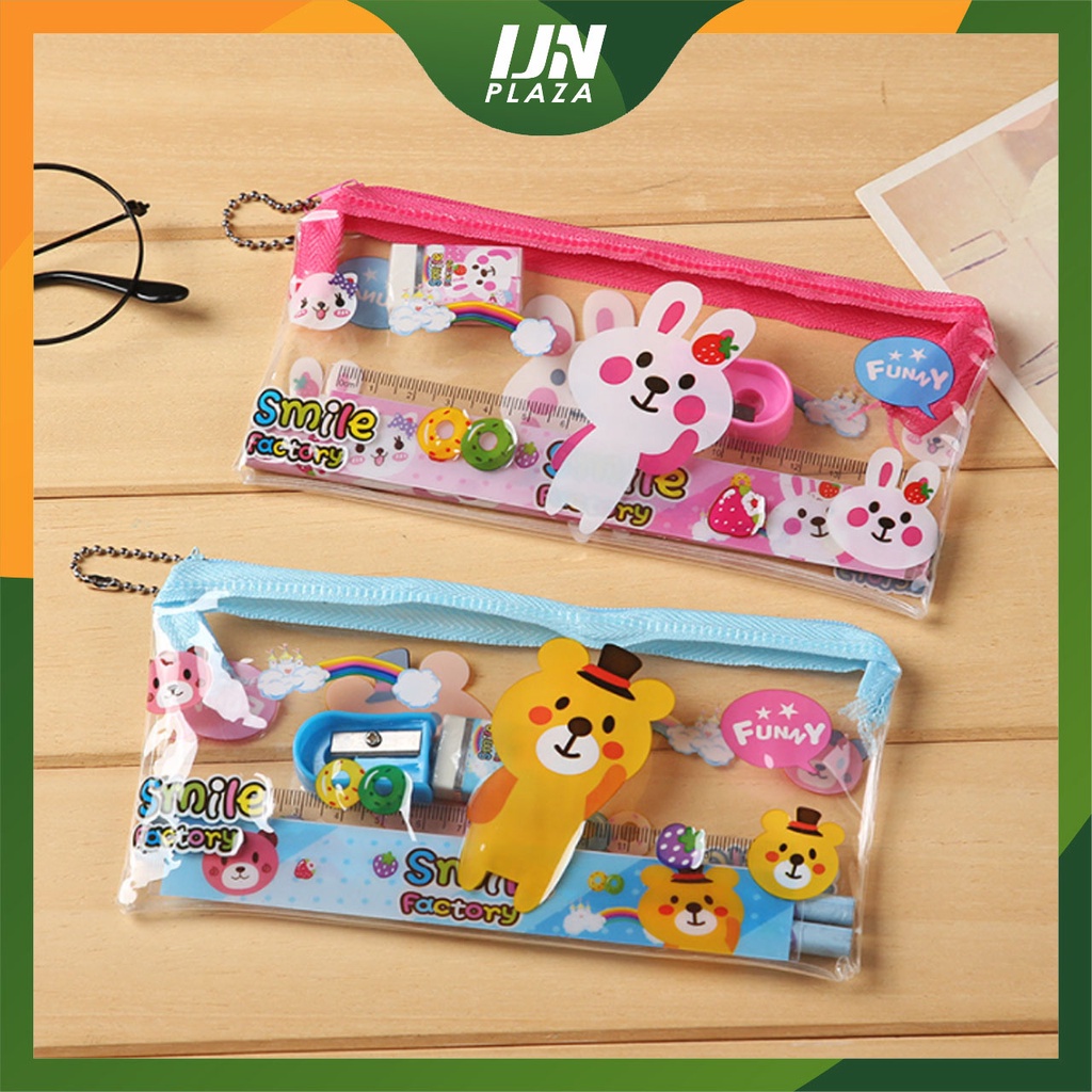 ❤ IJN ❤ MINI STATIONERY SET ALAT TULIS SEKOLAH 7 in 1 KARAKTER LUCU