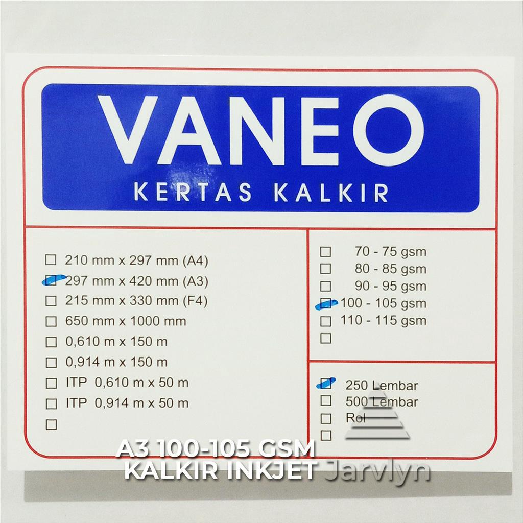 

JARVLYN - KERTAS KALKIR INKJET A3 100/105 GSM ECERAN MERK VANEO KHUSUS PRINTER TINTA TRACING PAPER GAMBAR ARSITEK JIPLAK TRANSPARAN FILM SABLON STENCIL CRAFTPAPER ARTPAPER AMPLOP UNDANGAN