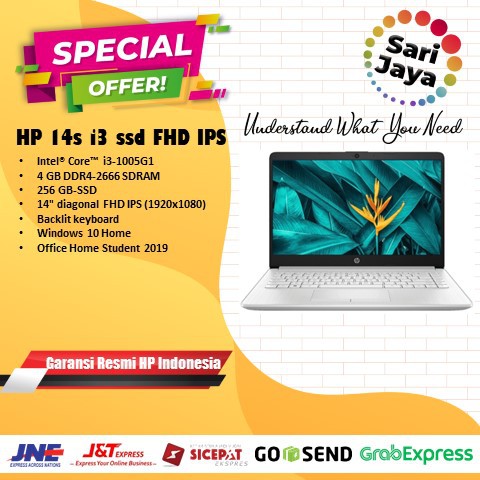 HP 14s CF2075TU CF2076TU i3 10110U SSD 256GB 4GB FHD IPS WIN10 OHS