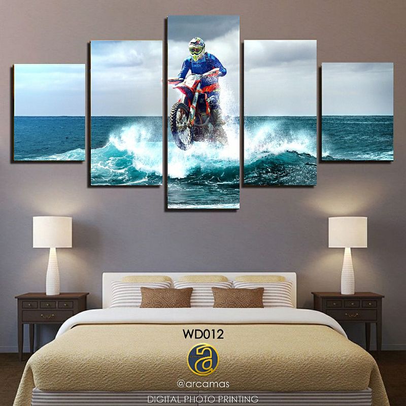 Pajangan dinding motor cross - multipanel 1 set 5 panel size 40x75 cm / Poster motocross / Poster ot