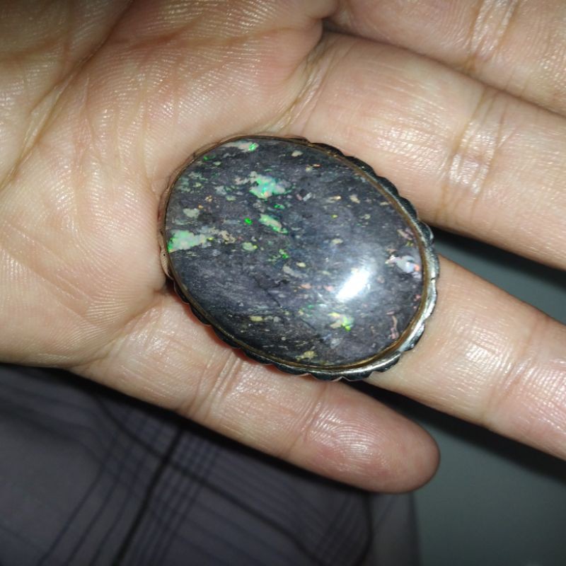 Cincin Kalimaya Black Opal Boulder Koral Jarong Banten Jumbo Ring Monel Hand Made Kode Ba 040 Nett