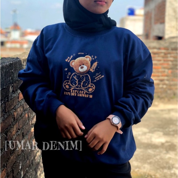 Sweatshirt Crewneck Cewek &amp; Cowok Motif Explore BeaarrTerbaruu Kekinian L XL XXL