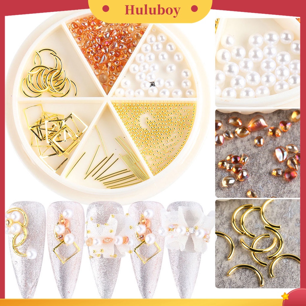 Huluboy Huluboy♡ Aksesoris Perhiasan Manik-Manik Kuku Bahan Metal Untuk Dekorasi Makeup