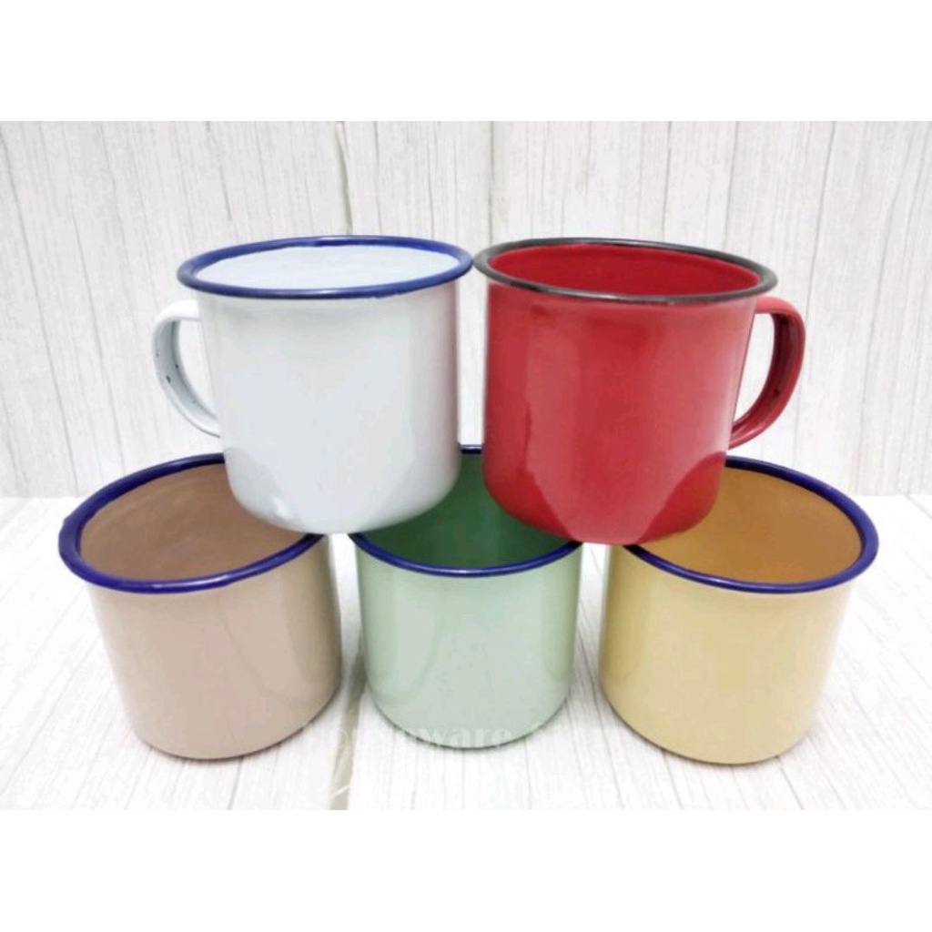 MUG ENAMEL 6 CM POLOS / GELAS KOPI JADUL