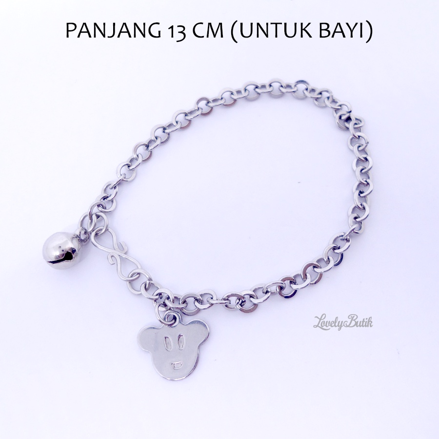 Lovelybutik - Gelang Tangan Bayi Monel Rantai Kerincing Krincing Baby 0-2 Tahun Model MKT Kecil Bayi Krincingan Baja Putih Stainless Steel Terbaru