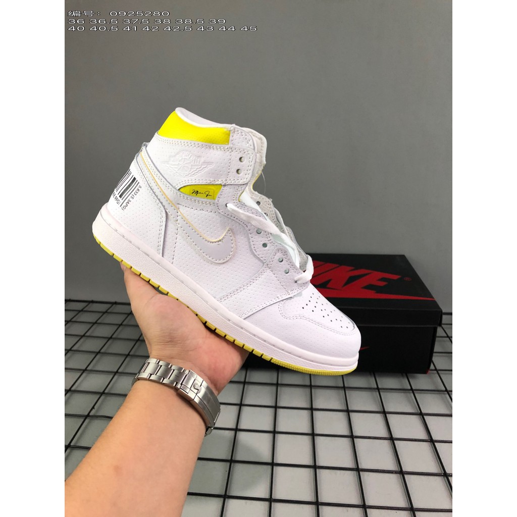 yellow white air jordan 1