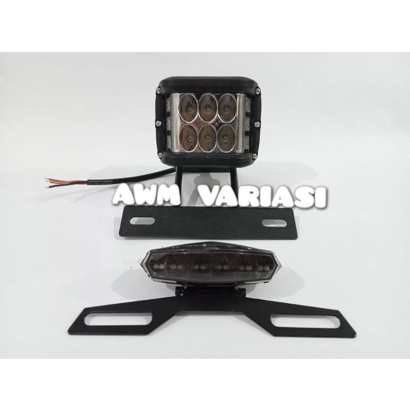 paket super ganteng lampu 6 led kiri kanan red-bleu plus breket RX King + lampu stop RX-king RX S