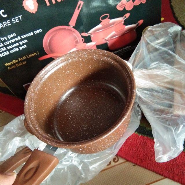 Free Bubble Wrap Panci Teflon Set 13pcs Tri J/ Panci Set Marble 13pcs