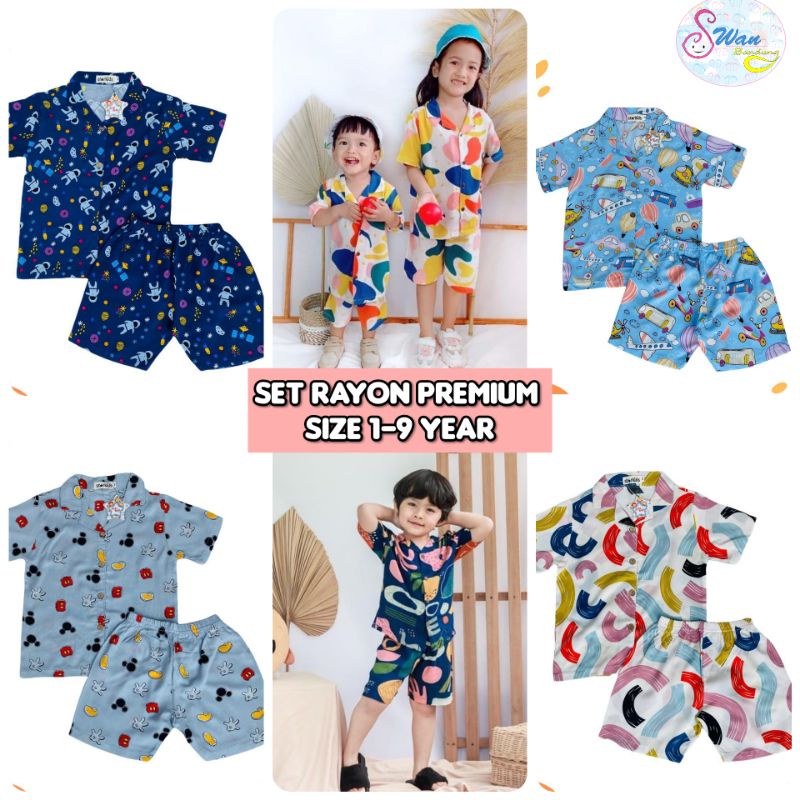 Setelan Pajamas Rayon size 1 - 9thn Starkids Bahan Rayon Premium. Playset Rayon Anak Kanza Starkids. Setelan Rayon anak 1 - 9 thn