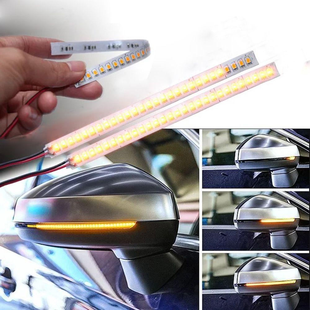 Lanfy Lampu Indikator Dinamic Mobil-styling Kuning Amber Flowing Safety 2PCS/Set Spion 1pasang Sein Strip Light