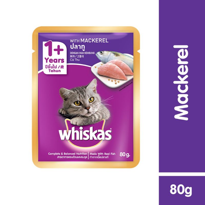 Whiskas pouch basah 80gr 1tahun+