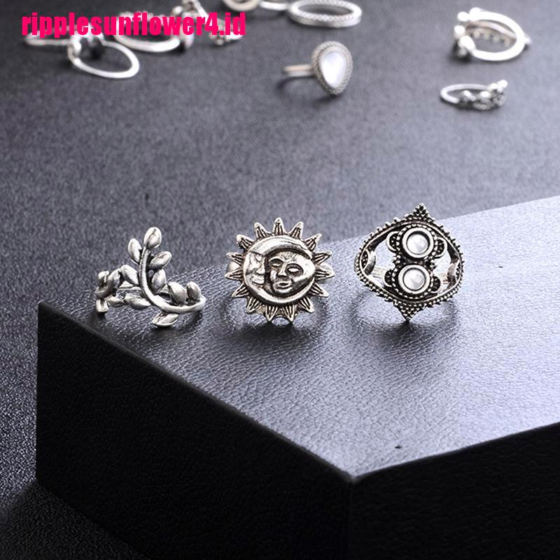 14pcs / set Cincin Buku Jari Aneka Bentuk Gaya Boho Untuk Wanita