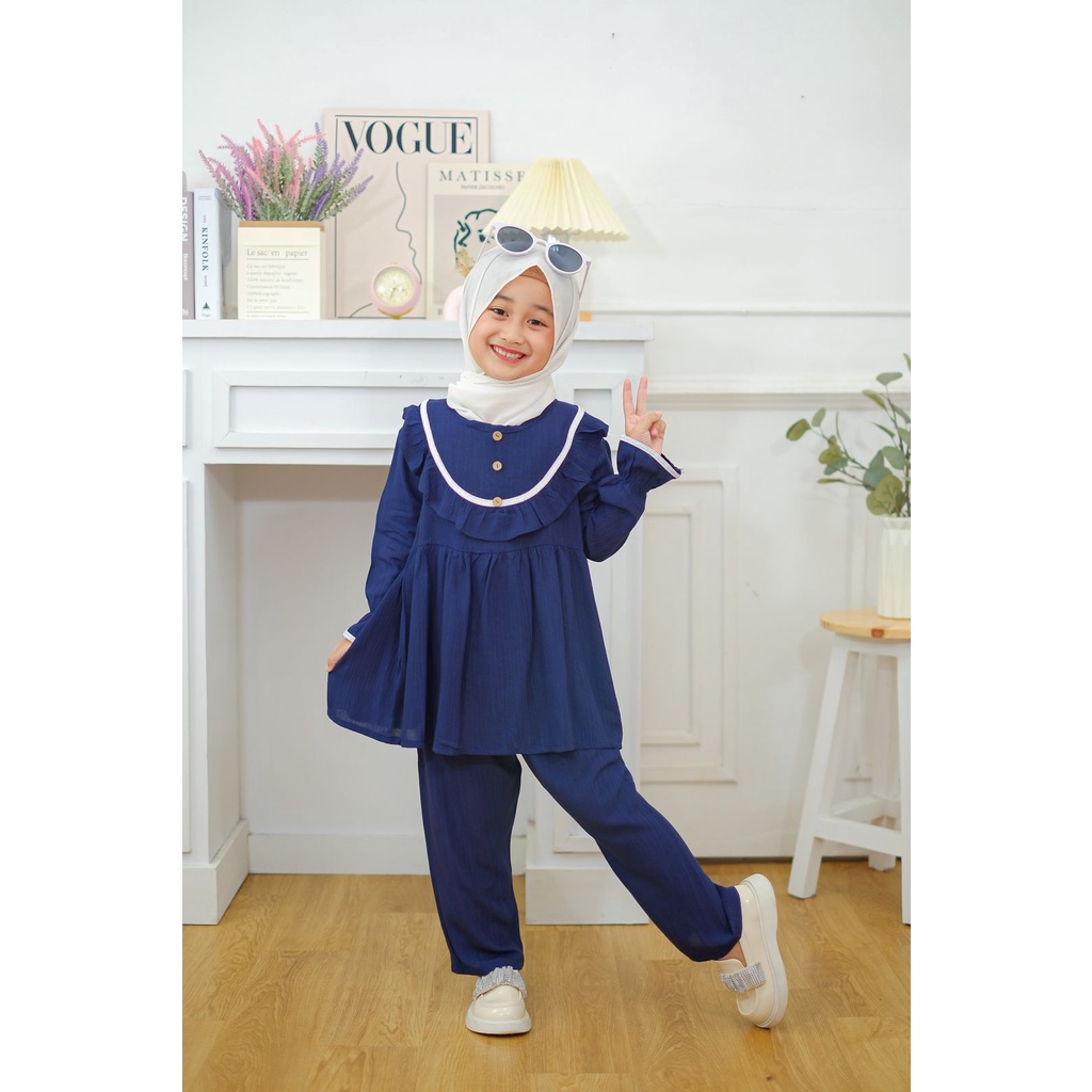 Set Kalisa Setelan Rayon Crinkle Anak Neeca Kiddos Size 2 4 6 8 10 Tahun