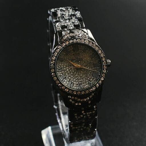 jam tangan rolex wanita / 398 hitam