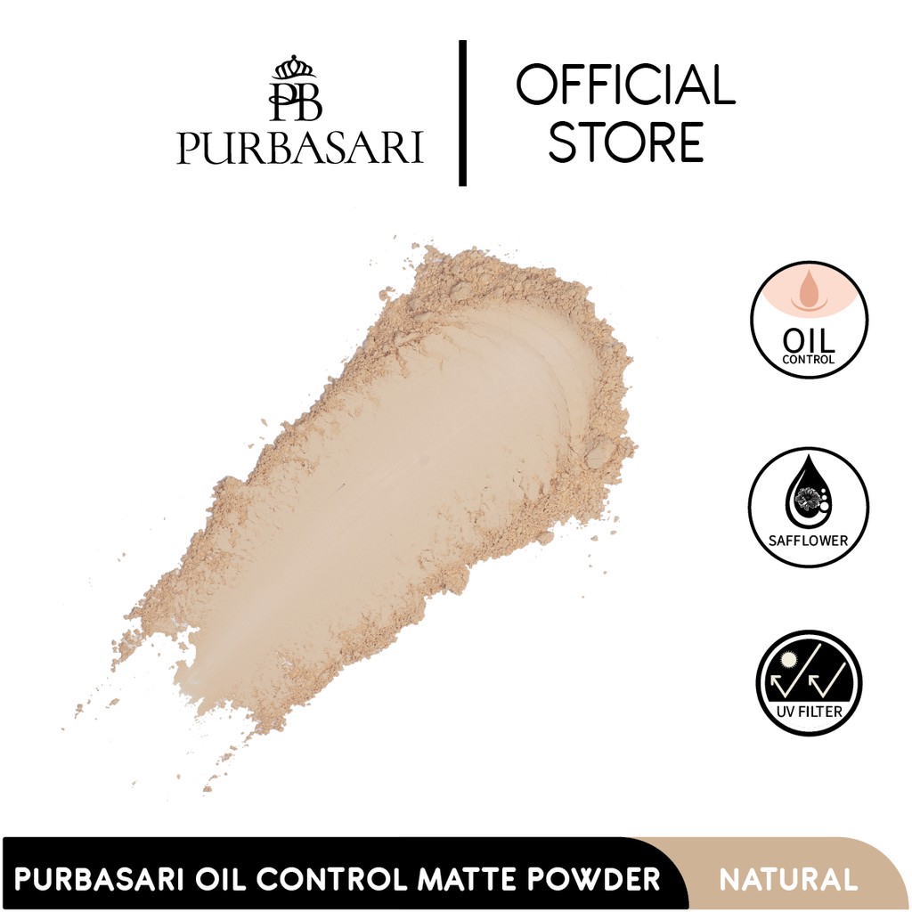 Purbasari Oil Control Matte Powder Matte Compact Powder Bedak Matte Tahan Lama Melindungi Kulit Dari Sinar Matahari - Natural