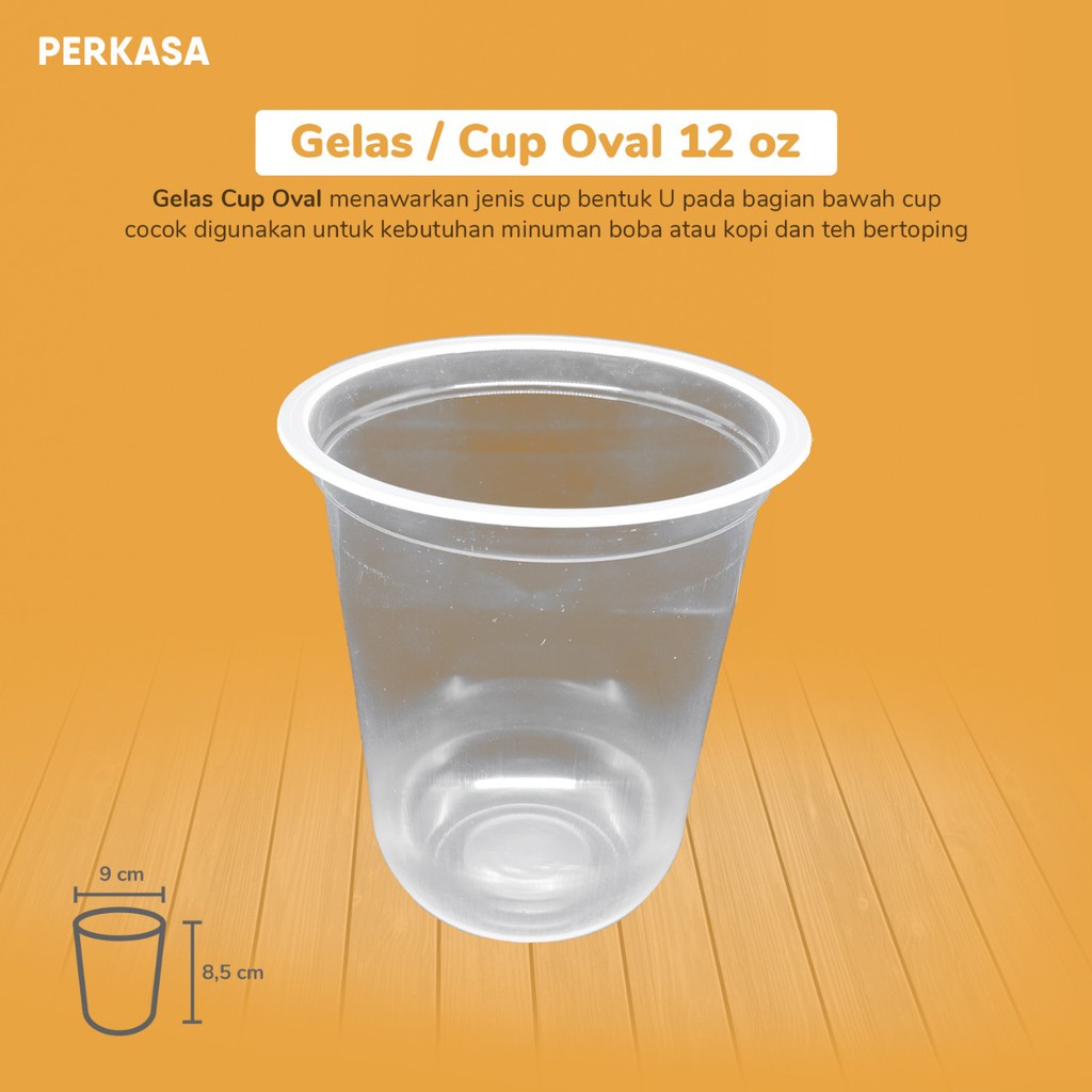 Gelas Cup Oval U 14 Oz/ U Cup Plastik Oval /Cup Boba / Cup u 14 oz