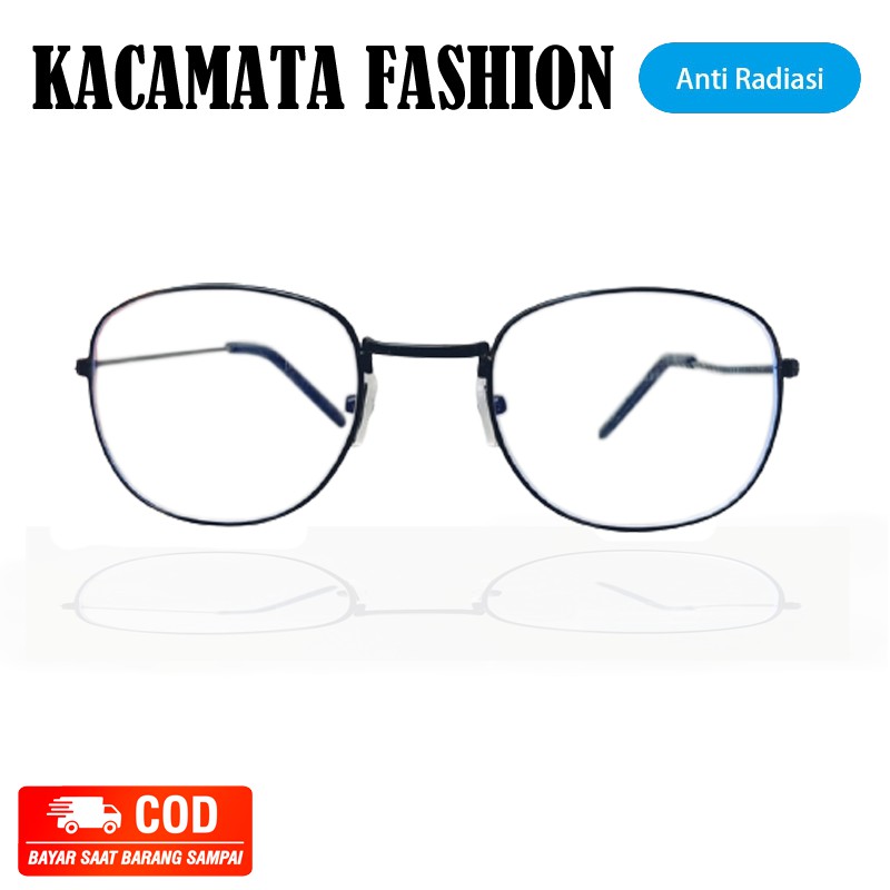 COD Kacamata Fashion Gaya Normal Antiradiasi Pria Wanita Kacamata Model Kotak Oval Kaca mata Gaya