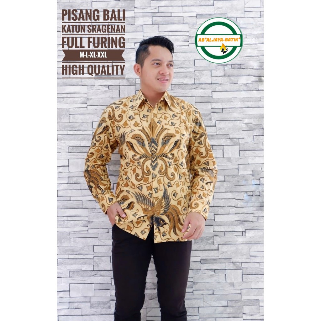 Batik Solo PISANG BALI Kemeja Pria Full Furing Katun Sragenan