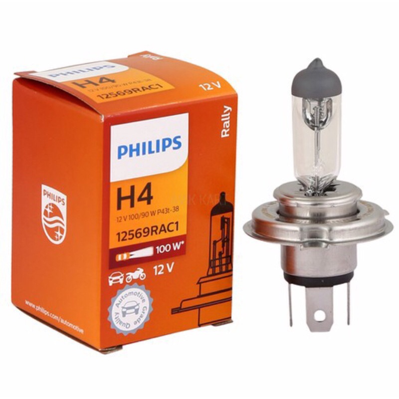 Bohlam Lampu Halogen Philips h4 12V 60/55W &amp; 100/90W Untuk Lampu Besar Mobil Original