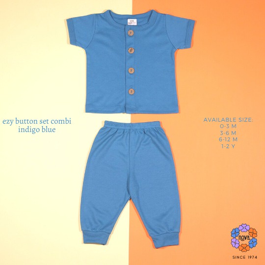 Nova Baby Ezy Button Set Combi Setelan Pendek Celana Panjang Kancing Tengah Anak Unisex