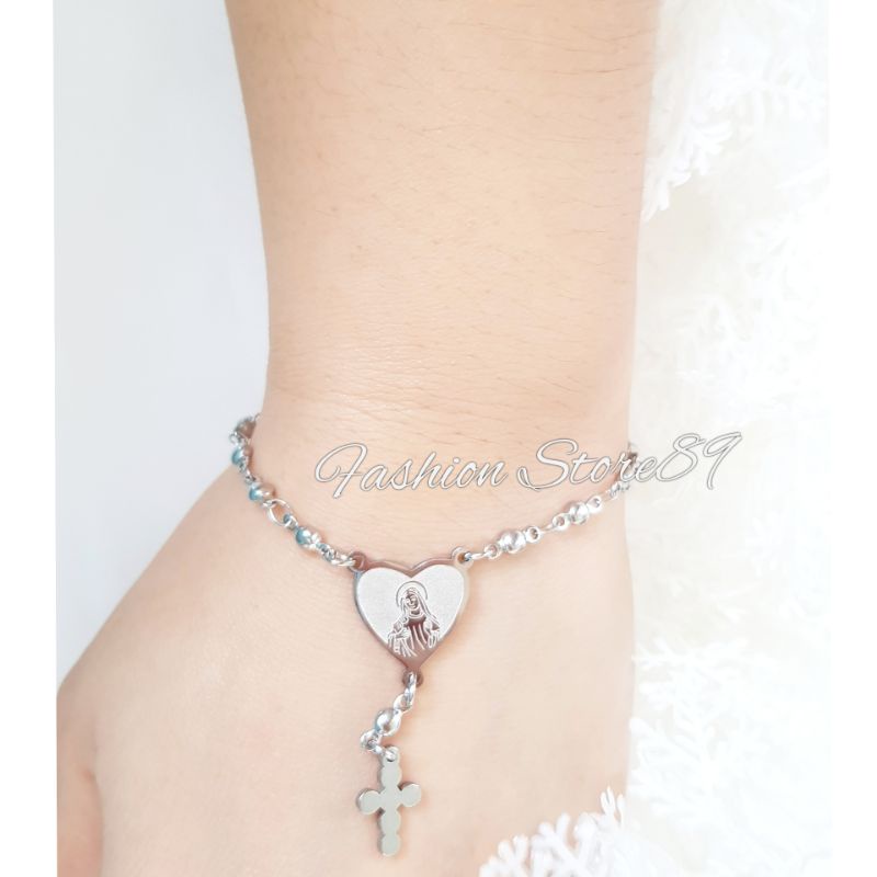 Gelang Rosario Bunda Maria Silver Titanium Antikarat import bestquality