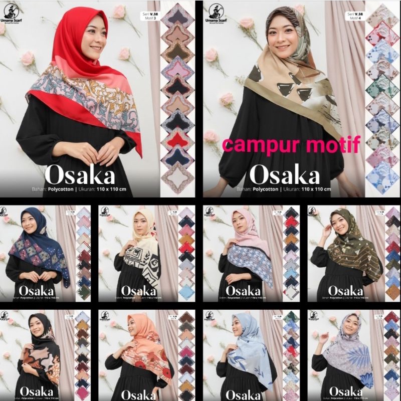 MURAH! HIJAB OSAKA SQUARE CORAK BAHAN POLYCOTTON PREMIUM UMAMA JAHIT TEPI JILBAB KERUDUNG SEGI EMPAT