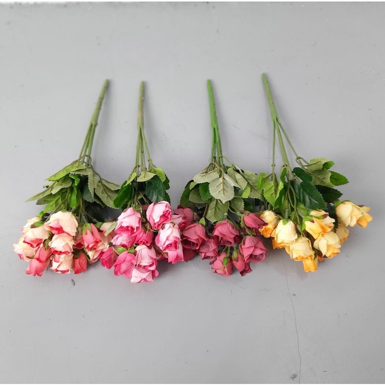 BUNGA MAWAR ARTIFICIAL KOMBINASI K15 B8226 DEKORASI WEDDING BUNGA PLASTIK MAWAR PALSU