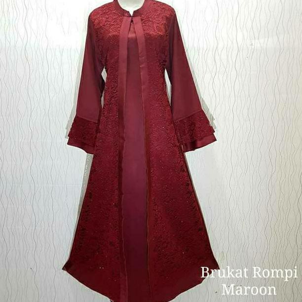 Gamis Rompi Brukat - Maroon - Merah, M