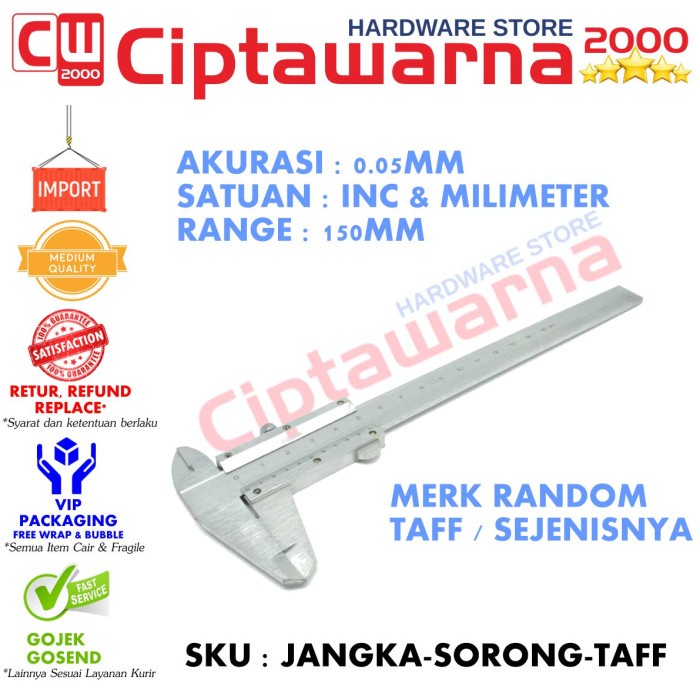 

Taffware Jangka Sorong Vernier Caliper Micrometer 15Cm