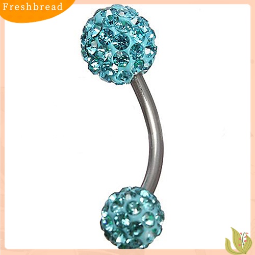 【Fresh】❀14G Surgical Stainless Steel Rhinestone Ball Navel Belly Bar Ring Body Piercing