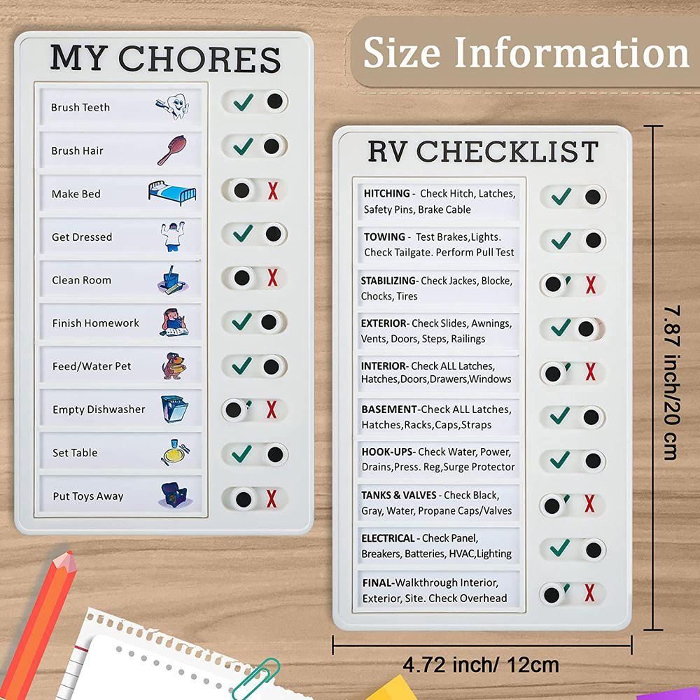 LANFY Portable Memo Checklist Note Board Adjustable Memo Boards Wall Hanging Checklist RV To do List Reminder Tool Home Travel Planning Hanging Board Chore List RV Check List Board