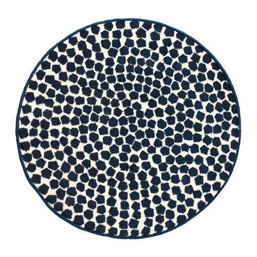 IKEA FLONG Karpet, bulu tipis, putih, biru tua, 80 cm