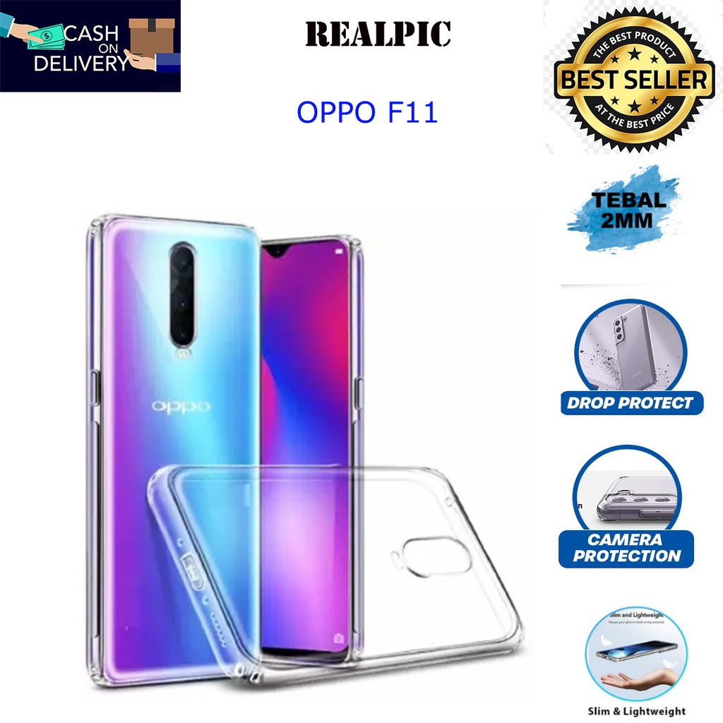 Case OPPO F11 Casing Clear HD KETEBALAN 2MM BENING TRANSPARAN TPU Premium Softcase