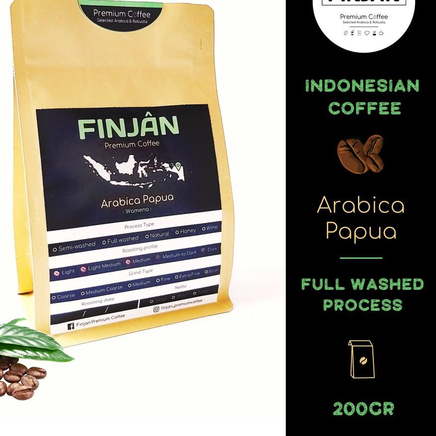 

Model Baru Kopi Arabika Papua Wamena | Full wash Process 200g-500g | Finjan Coffee;