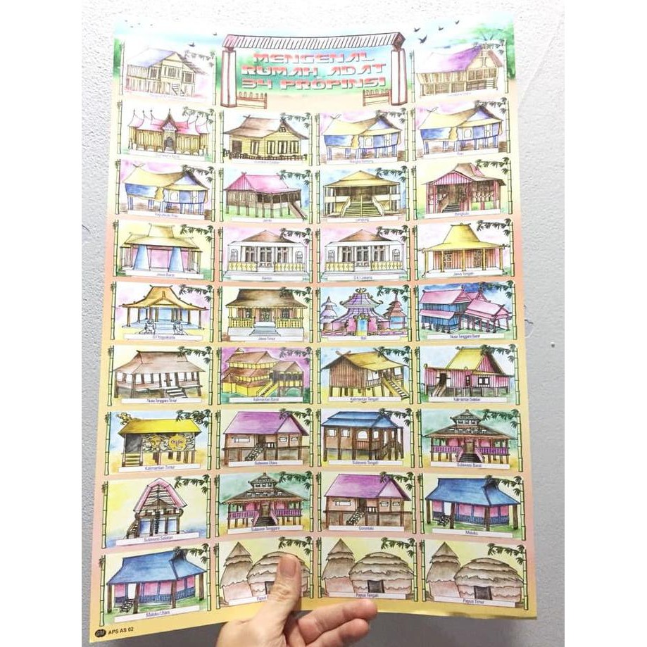 JUAL MAINAN POSTER EDUKASI ANAK RUMAH ADAT 34 PROVINSI TERMURAH PROMO