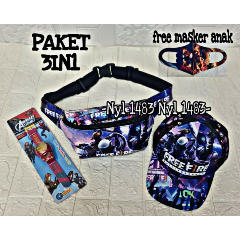 -BOBOIBOY-Paket 3in1 anak laki laki westbag topi printing dan topi