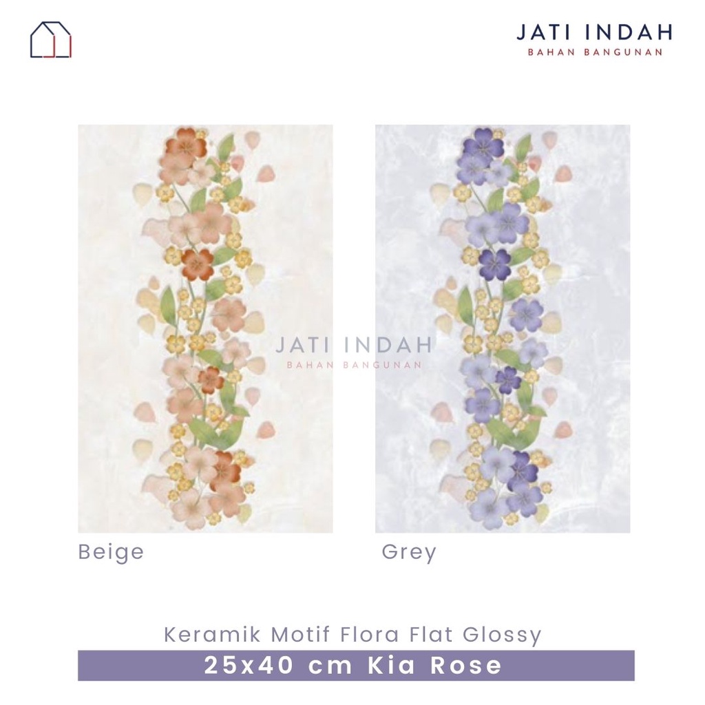 Keramik Dinding Glossy Motif Bunga / Flora 25X40 cm KIA Rose