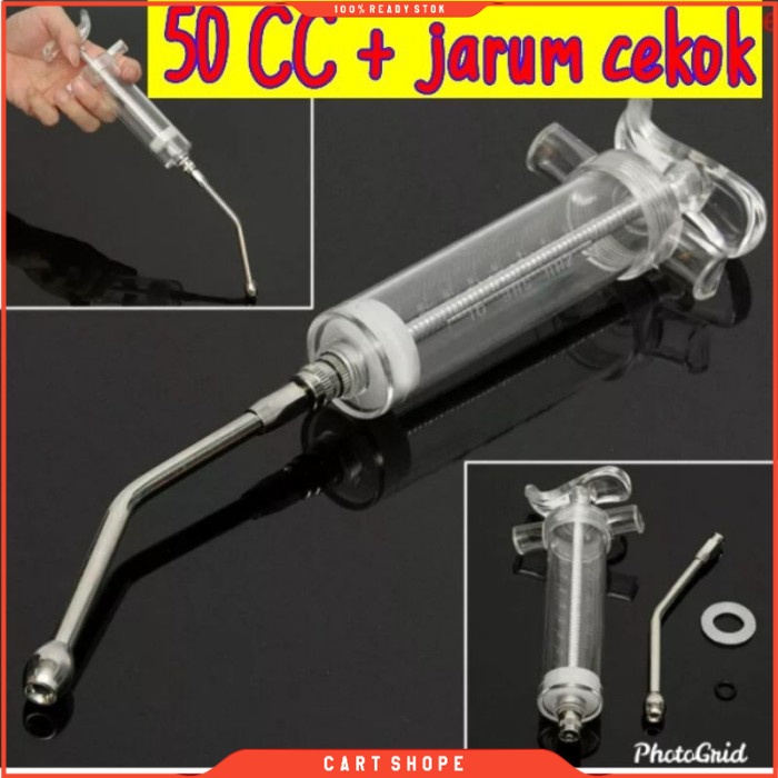 Alat Kesehatan Hewan Spuit Suntikan Cekok Kambing Suntikan Syringe Drenher Drenhgun 50ml - Bisa Cod
