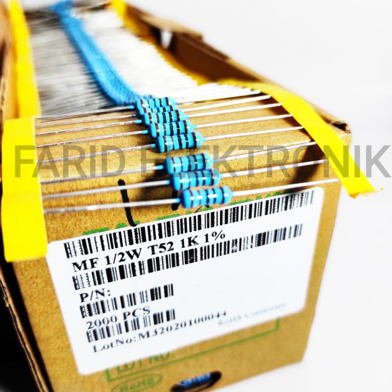 Resistor 1K 1/2w metal film taiwan 1% kaki tembaga