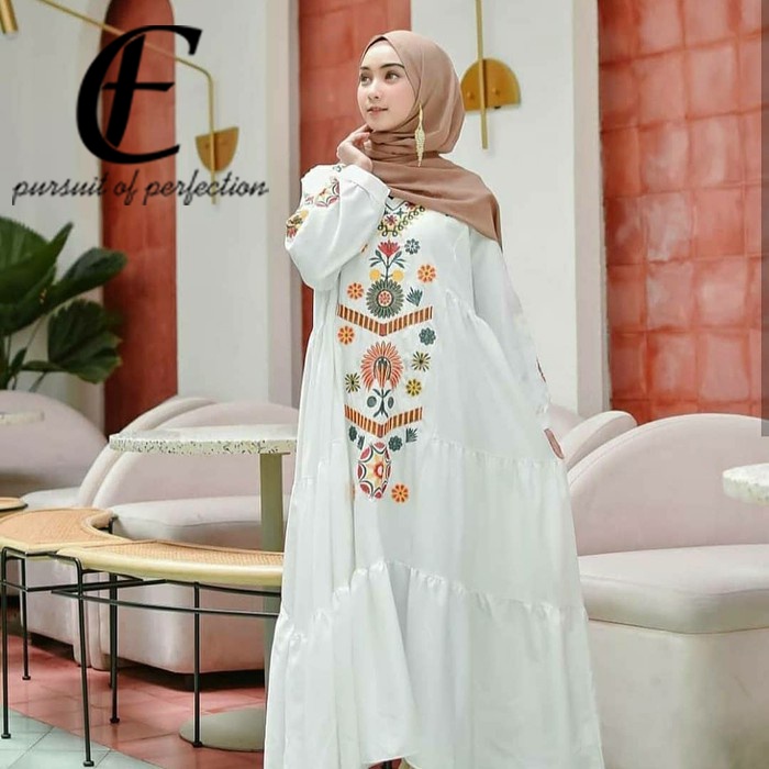 GAMIS PUTIH RAMADHANI GAMIS BORDIR TURKI GAMISH ADEM GAMIS BORDIR BUNGA BEST SELLER TERBARU