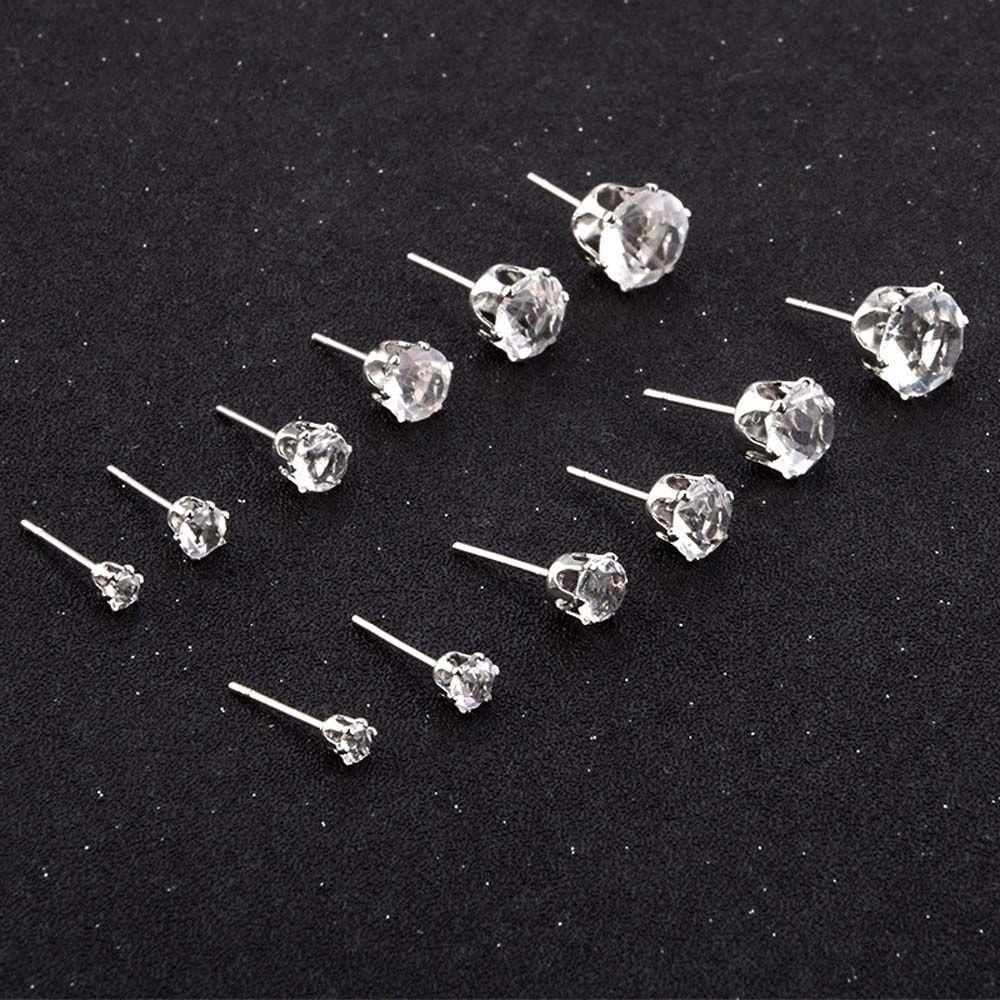 Needway  Set Anting Pernikahan Mewah 6pasang /Set Bulat Geometris Berlian Imitasi Untuk Perhiasan Wanita