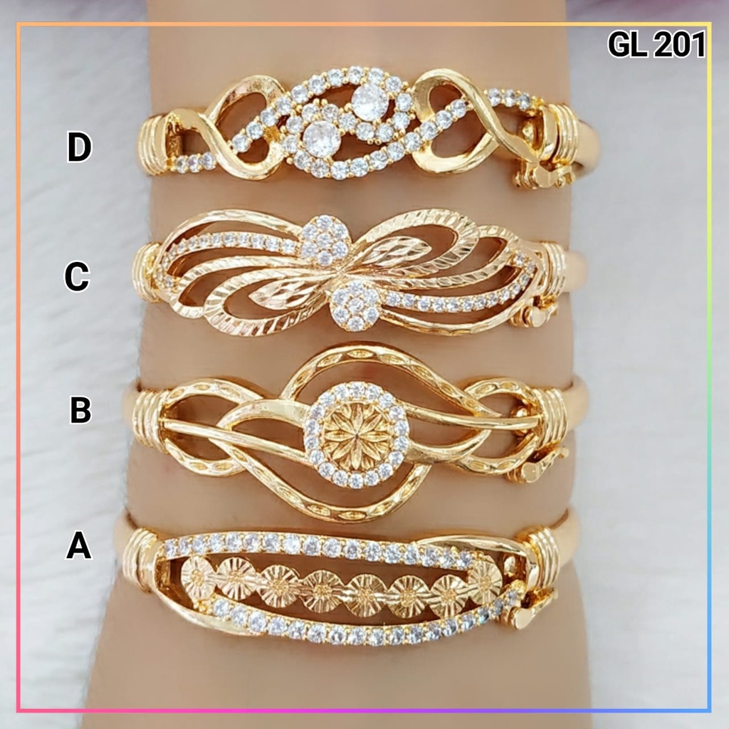 Gelang xuping gelang dewasa bangle wanita terbaru bunga permata zirkon perhiasan lapis emas gold GL 201