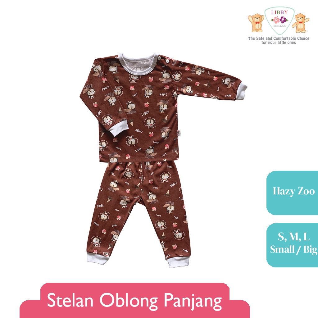 Libby Setelan Panjang kancing pundak Big Size - Libby piyama bayi Hazy Zoo