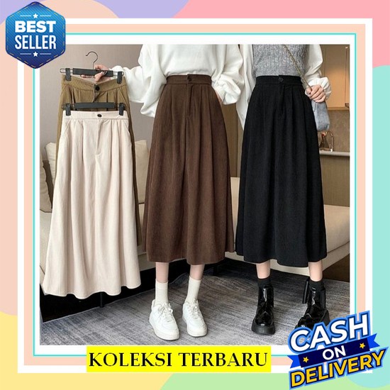 Rok Wanita Korea Ruffle Elegan Terlaris Murah Cod F9M6 Daisy Best Seller Rayon Stylish Modis Panjang