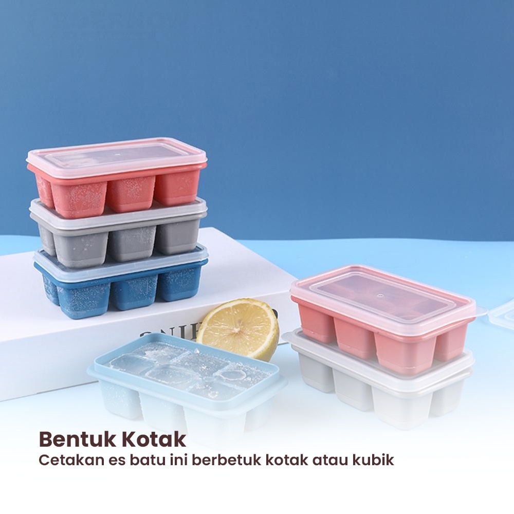 Cetakan Es Batu Silikon Dengan Tutup Ice cube Tray