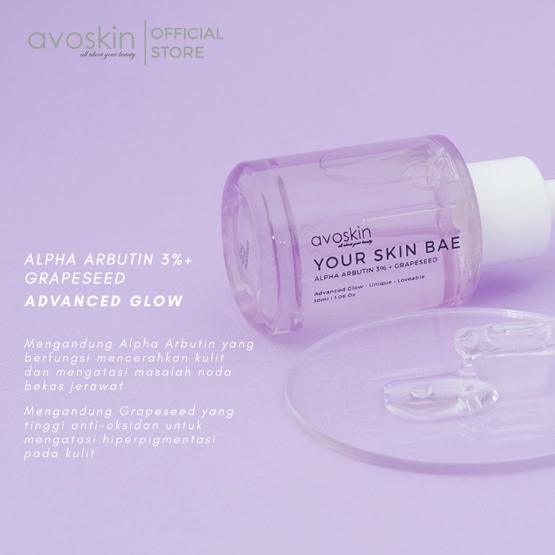 AVOSKIN Your Skin Bae SERUM Alpha Arbutin 3% + Grapeseed 30ml BPOM