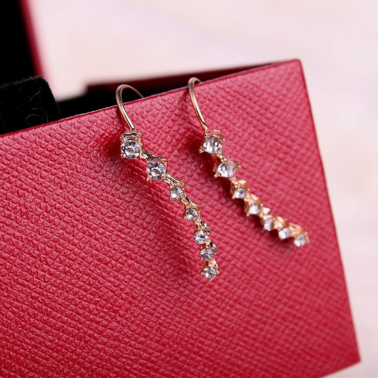 Korea fashion anting-anting deretan 7 berlian rhinestone bertatahkan bintang telinga kancing Eropa d