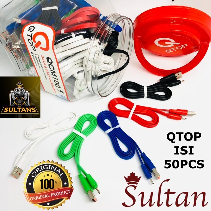 GROSIR 1TOPLES ISI 50PCS KABEL DATA QTOP QCM100 MICRO TYPE C IPH D880 G900 N70 BLUETOOTH