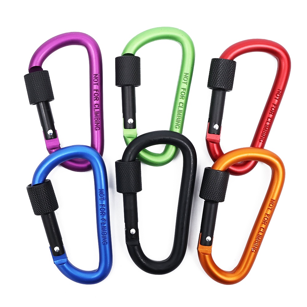 Gantungan Kunci Carabiner Bentuk D Bahan Aluminum Alloy Warna-Warni Untuk Tas Ransel / Botol / Tenda / Outdoor